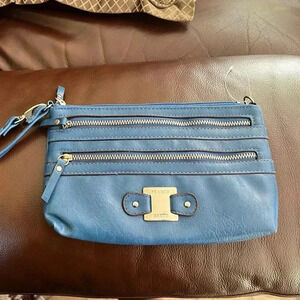 Franco Sarto Blue Leather Wristlet